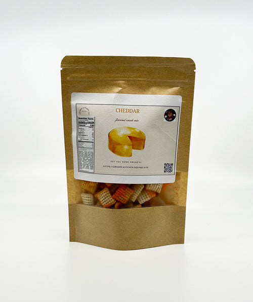 Back of Cheddar Gourmet Snack Mix